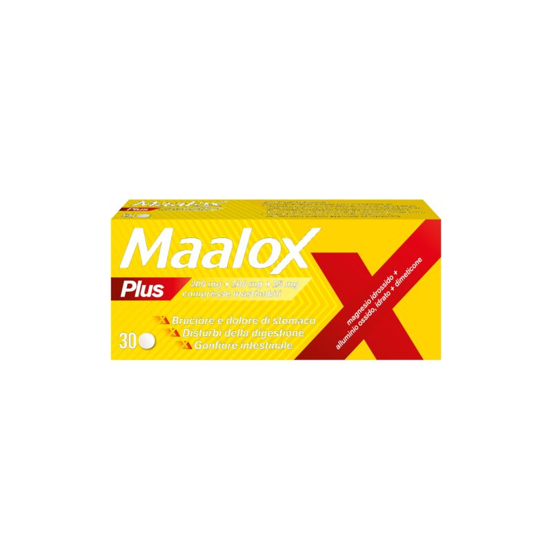 MAALOX PLUS*30 cpr mast 200 mg + 200 mg + 25 mg